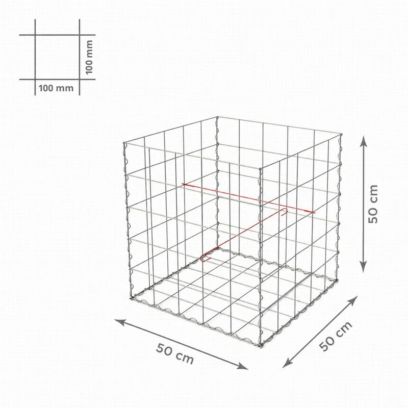 Gabiony blok, oko 100x100 mm, rozmer 50x50 cm