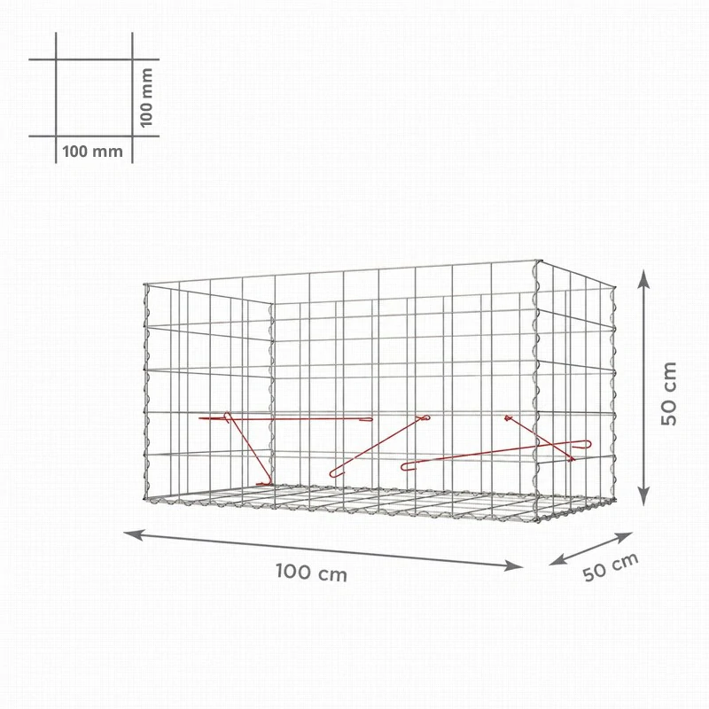 Gabiony blok, oko 100x100 mm, rozmer 100x50 cm