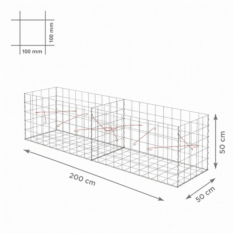 Gabiony blok, oko 100x100 mm, rozmer 200x50 cm