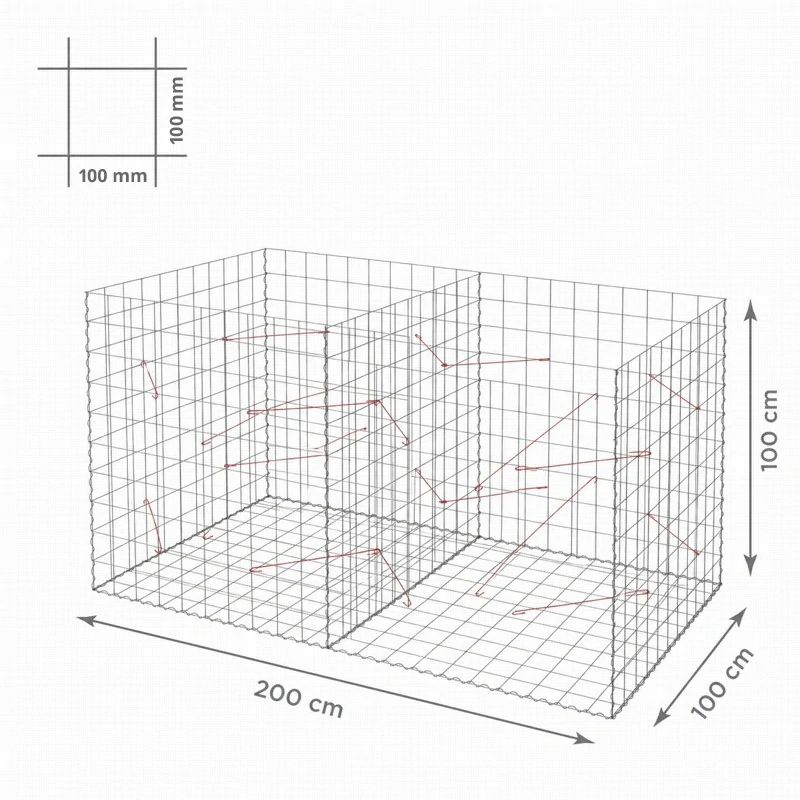 Gabiony blok, oko 100x100 mm, rozmer 200x100 cm