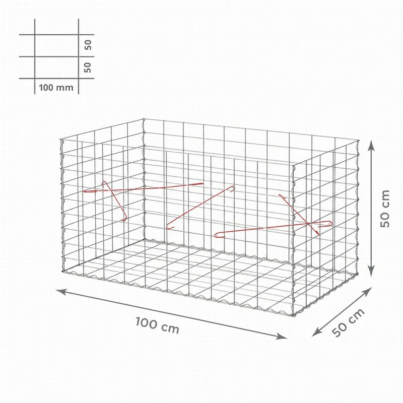 Gabiony blok, oko 100x50 mm, rozmer 100x50 cm
