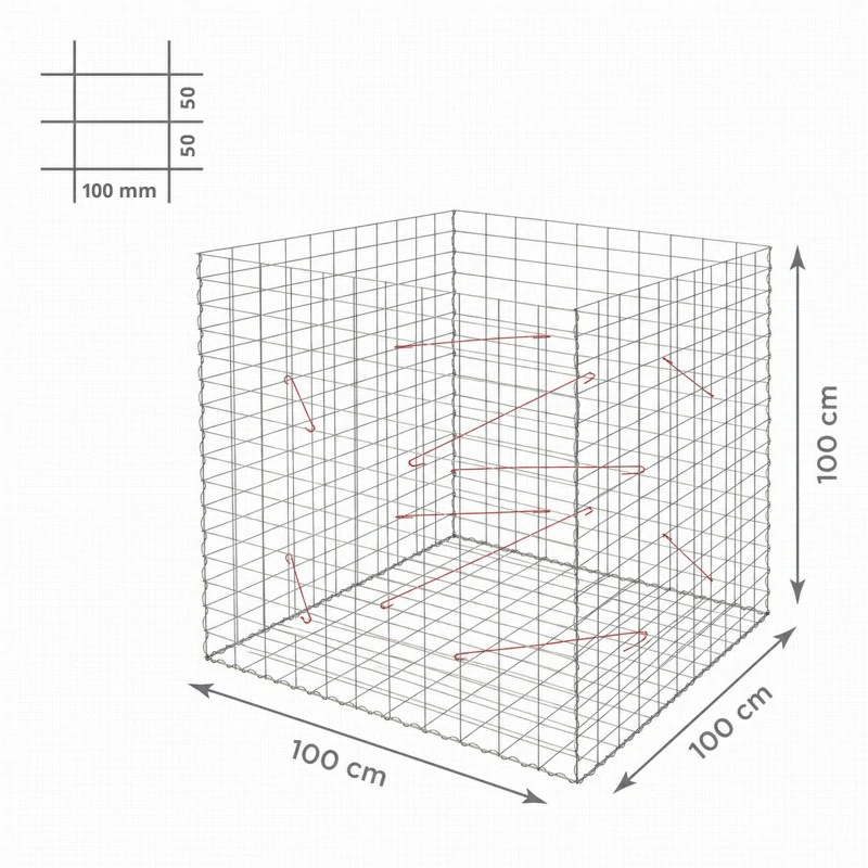 Gabiony blok, oko 100x50 mm, rozmer 100x100 cm
