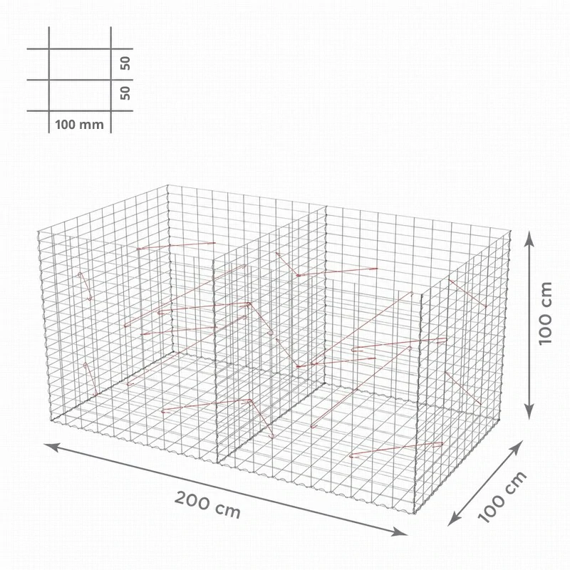Gabiony blok, oko 100x50 mm, rozmer 200x100 cm